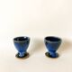 duo de coquetiers en grès / céramique bleue années 70