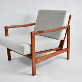 Original scandinavian armchair 60s, designer Z. Baczyk, delicate grey color, teak wood