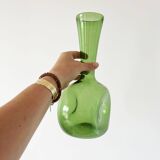 Italian green blown glass vase Empoli 1950