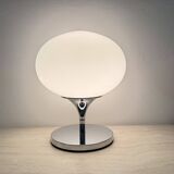 Lampe Space Age en verre opalin, acier chromé et fonte par Kaiser Leuchten,