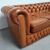 Light brown leather chesterfield sofa