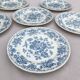 Series of 6 flat plates in English porcelain