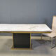 Vintage white marble and brass dining table, 1970s