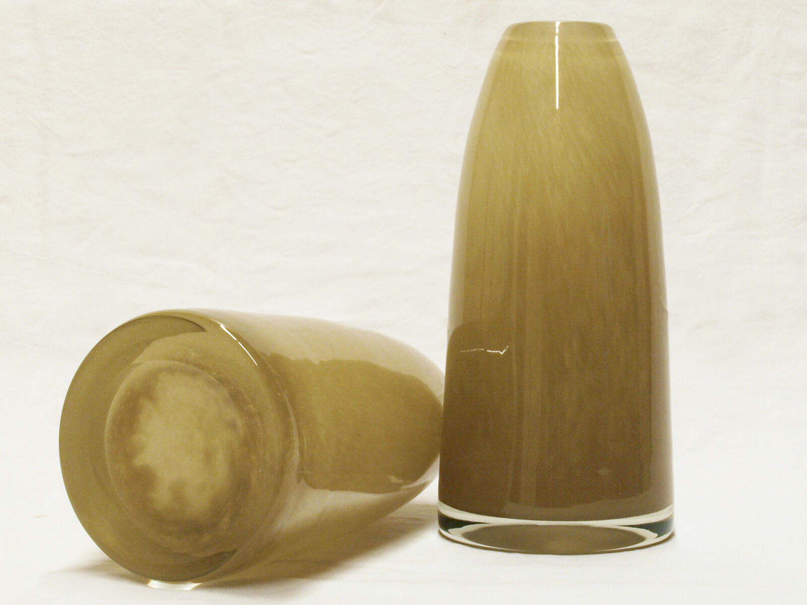Pair of glass vases in the shape of shells