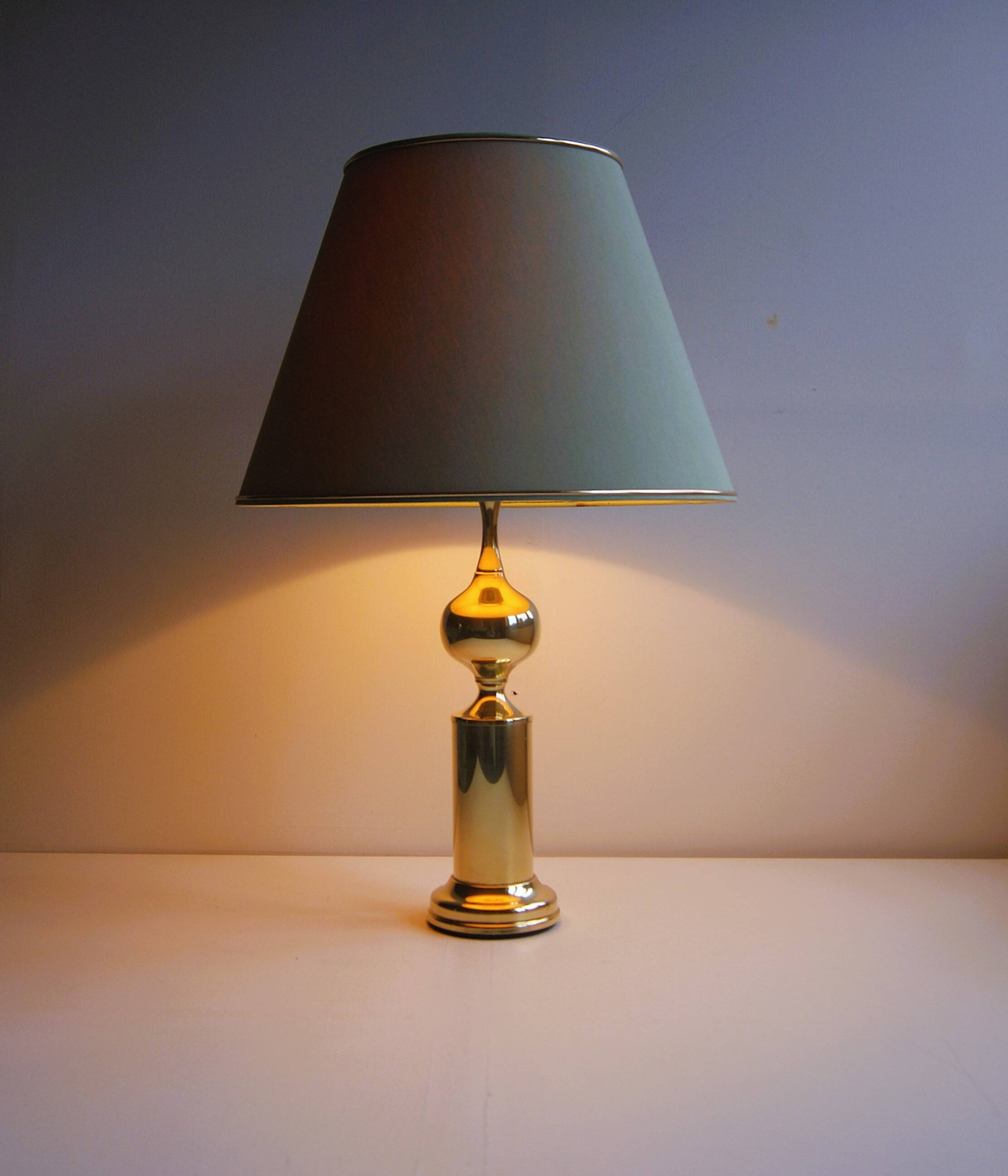 Paire de lampes de table en laiton brillant - Hollywood Regency - Odreco. Danemark années 1960.