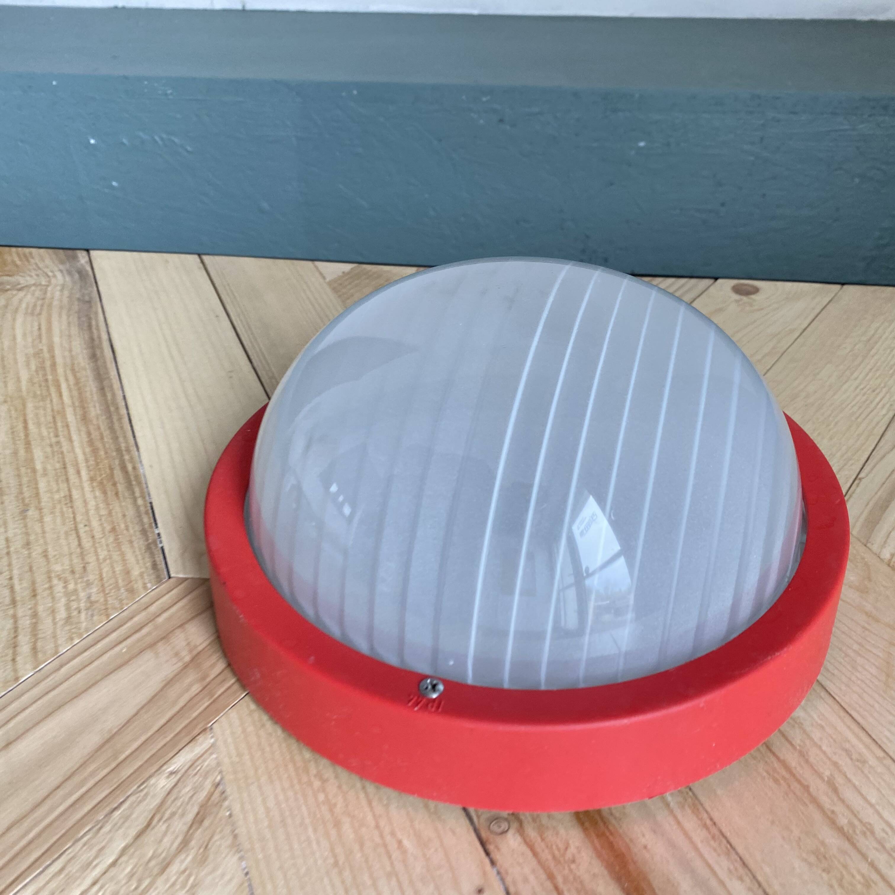 Wall light ceiling light porthole glass Prisma model Eko red LAMP-7441