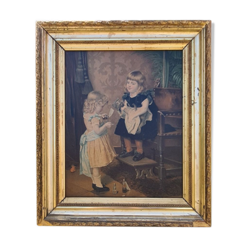 Tableau "les petites filles au chat"