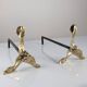 Pair of sculptural brutalist bronze fireplace andirons, 1970s