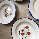 Lot of 6 mismatched plates of hand-painted French porcelain