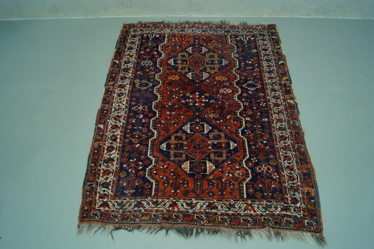 Antique Persian Shiraz carpet, 1900s, 225x162 cm