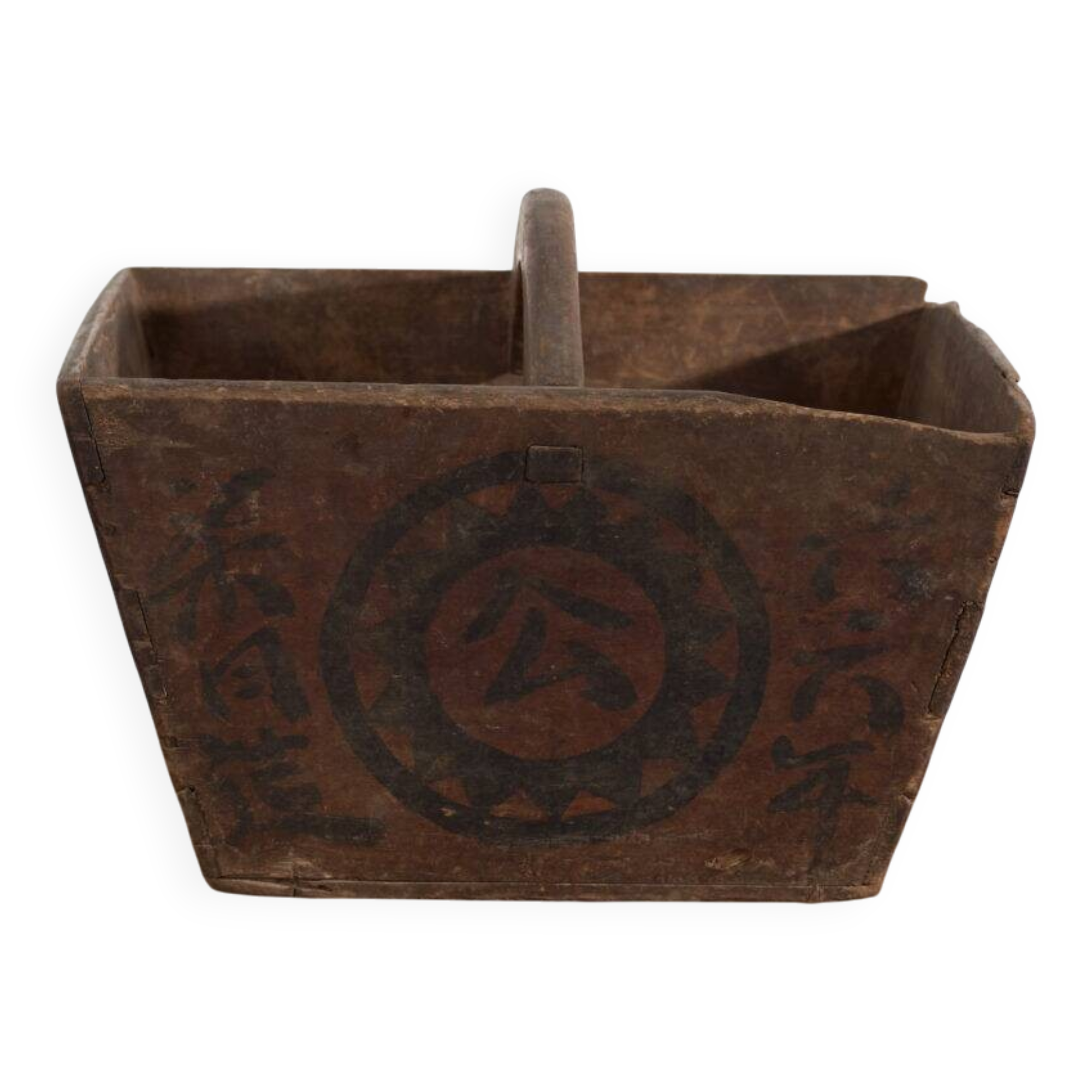Panier chinois ancien en bois peint – Chine, vers 1900