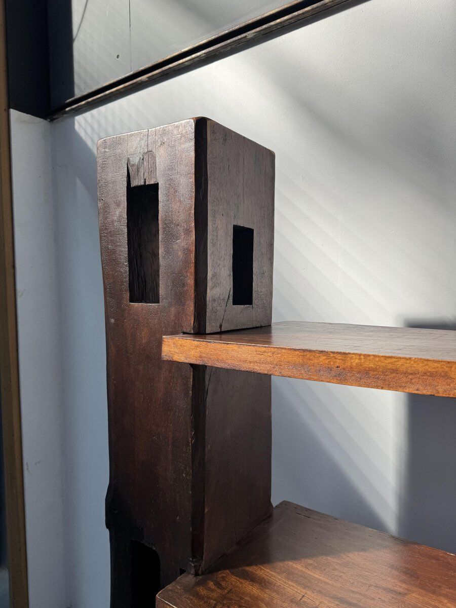 Vintage Brazilian folk art handmade wall cabinet in Cumaru wood, 1960s