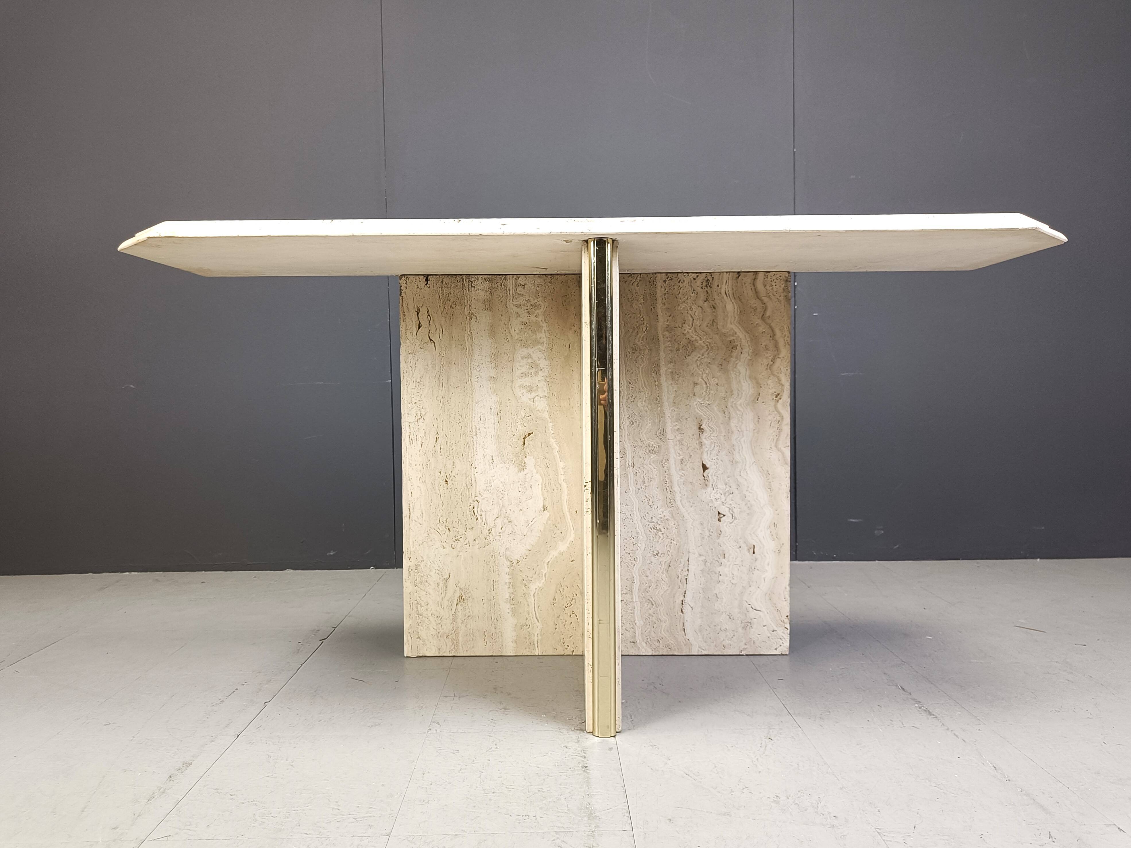 Vintage travertine console table, 1970s