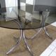 Glass table smoked oval vintage design 1970