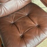 Scandinavian leather and wood armchair Kengu armchair Elsa & Nordahl Solheim- Rykken