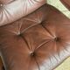 Scandinavian leather and wood armchair Kengu armchair Elsa & Nordahl Solheim- Rykken