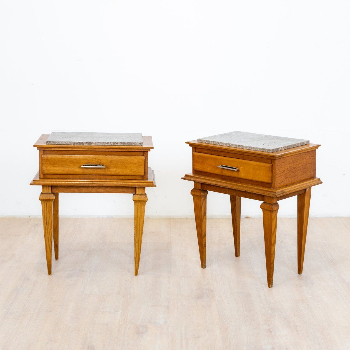 Art Deco bedside tables with marble tops, 1930s, set of 2