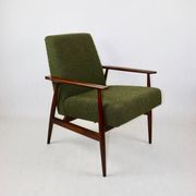 Armchair 'Lis', 1970s olive boucle, design by Henryk Lis - 2 pieces available