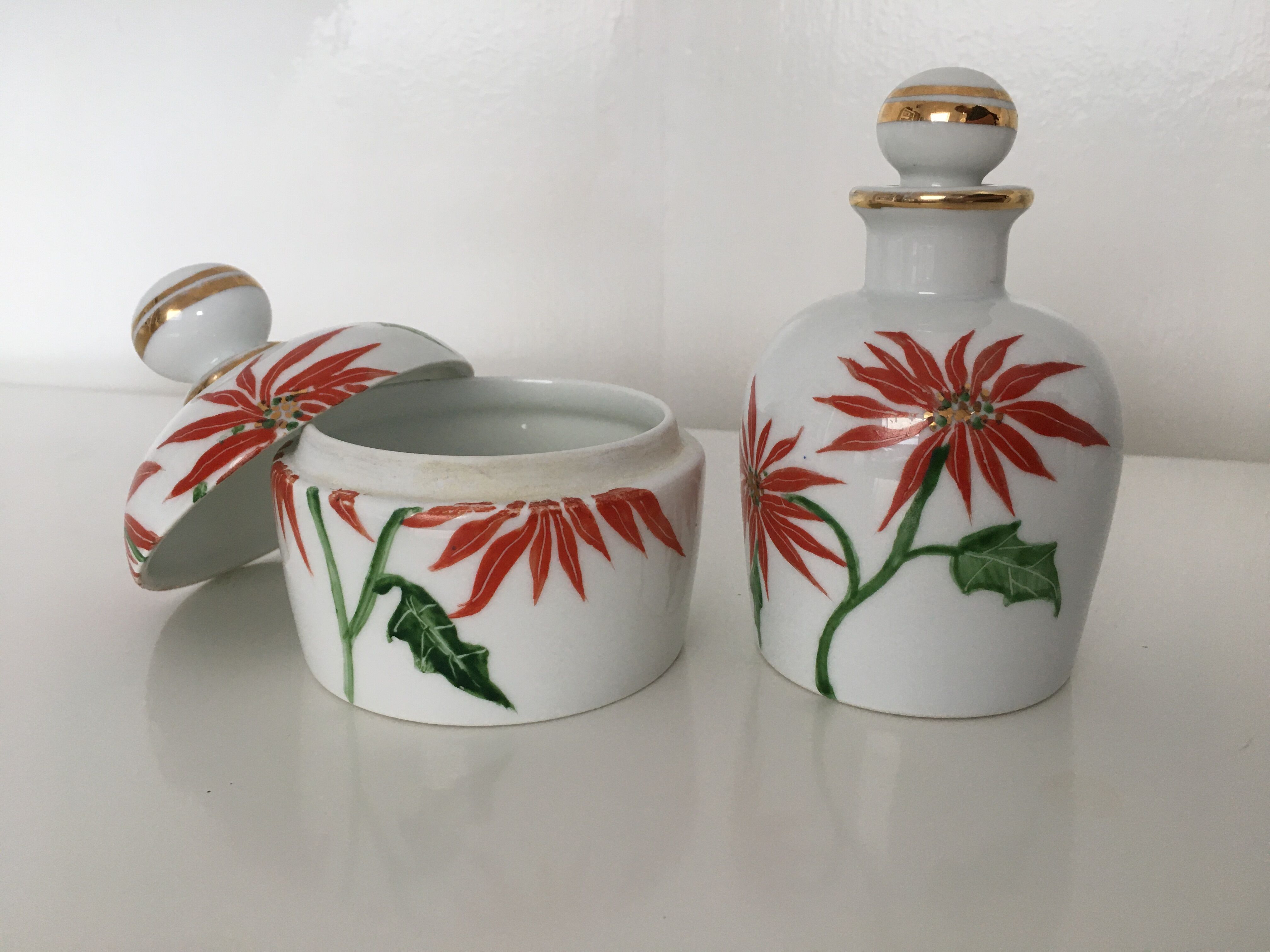 Y. Ginther porcelain jar and toilet jar