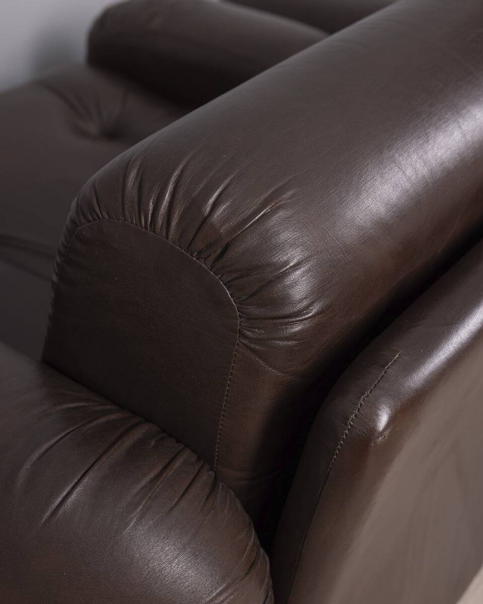 Pair of vintage 1970s brown leather armchairs designed by Ceriotti