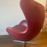 Design armchair Fritz Hansen "egg", leather by Arne Jacobsen