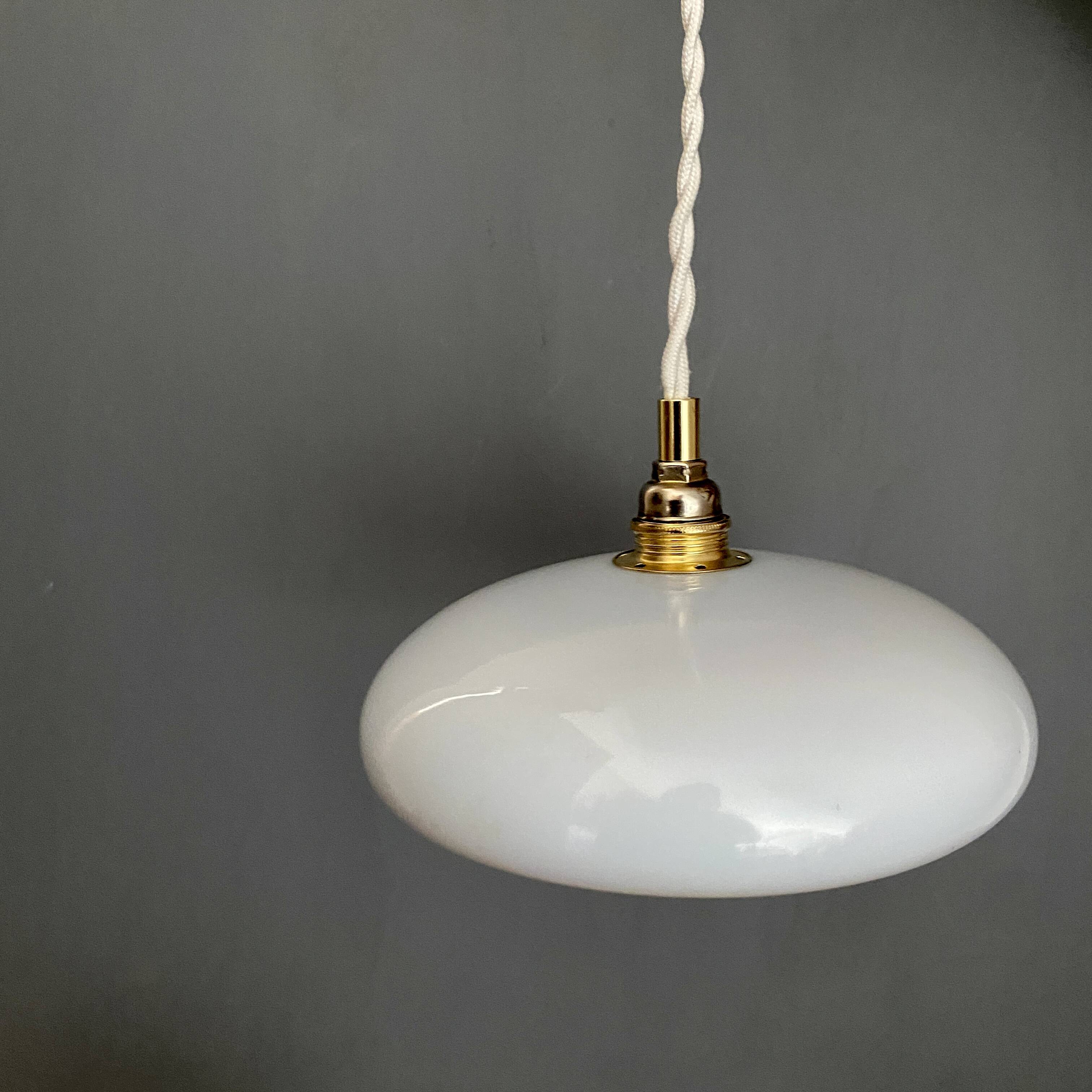 Vintage lampshade pendant light in blue opaline
