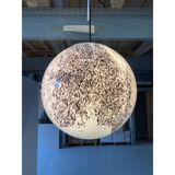 Brown and Beige Murrine Milky-White Sphere in Contemporary Murano-Style Glass