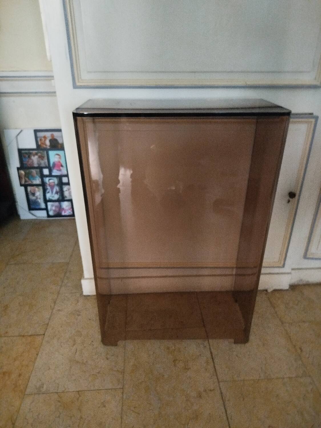 Console Michel Dumas in smoked plexiglass, 1970s.