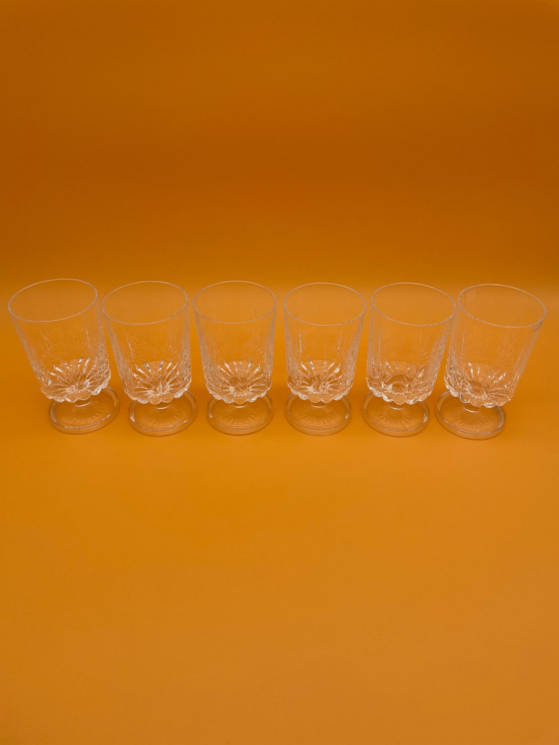 Engraved crystal stemmed glasses