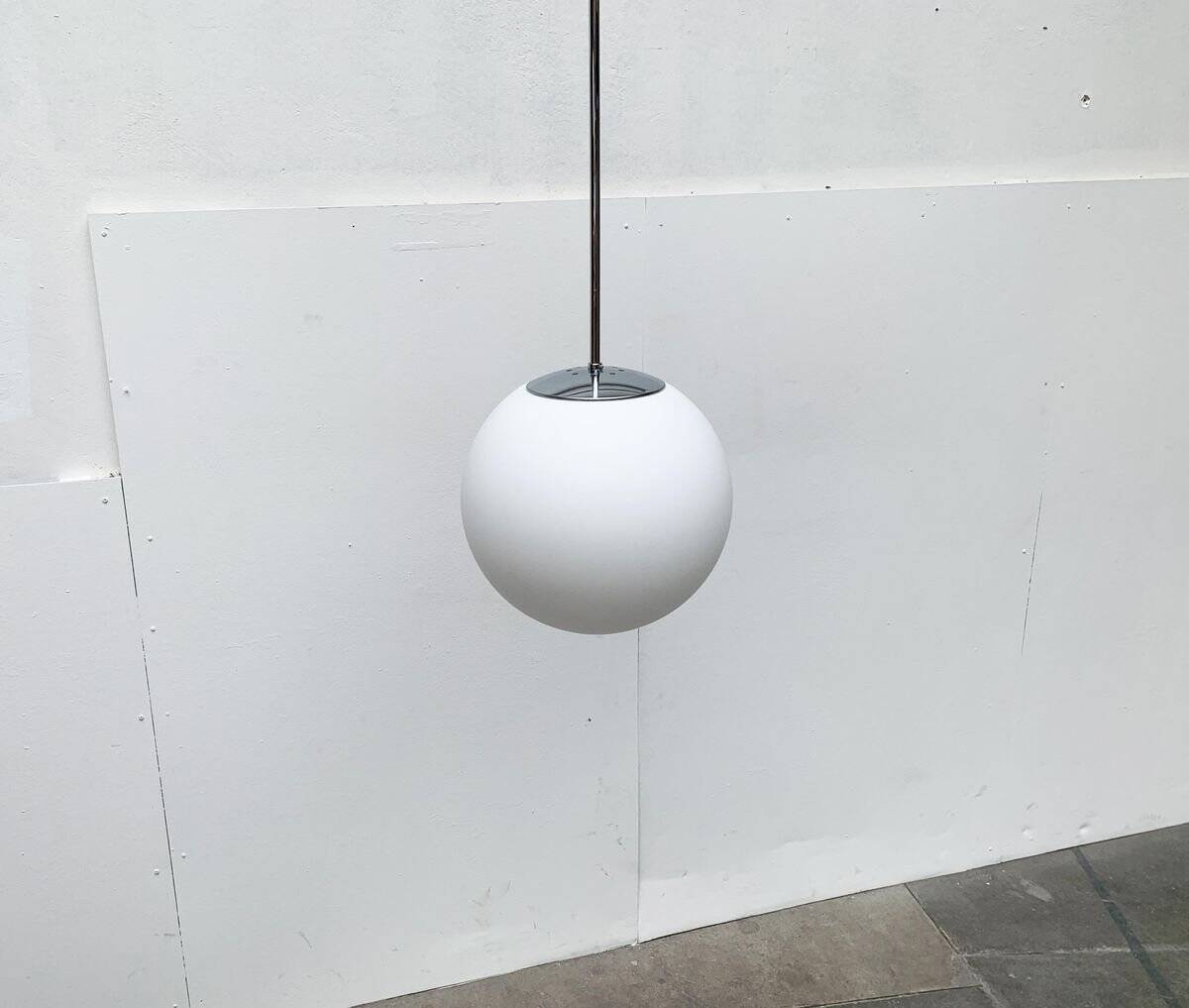 Vintage glass ball pendant lamp in German space style by Limburg.