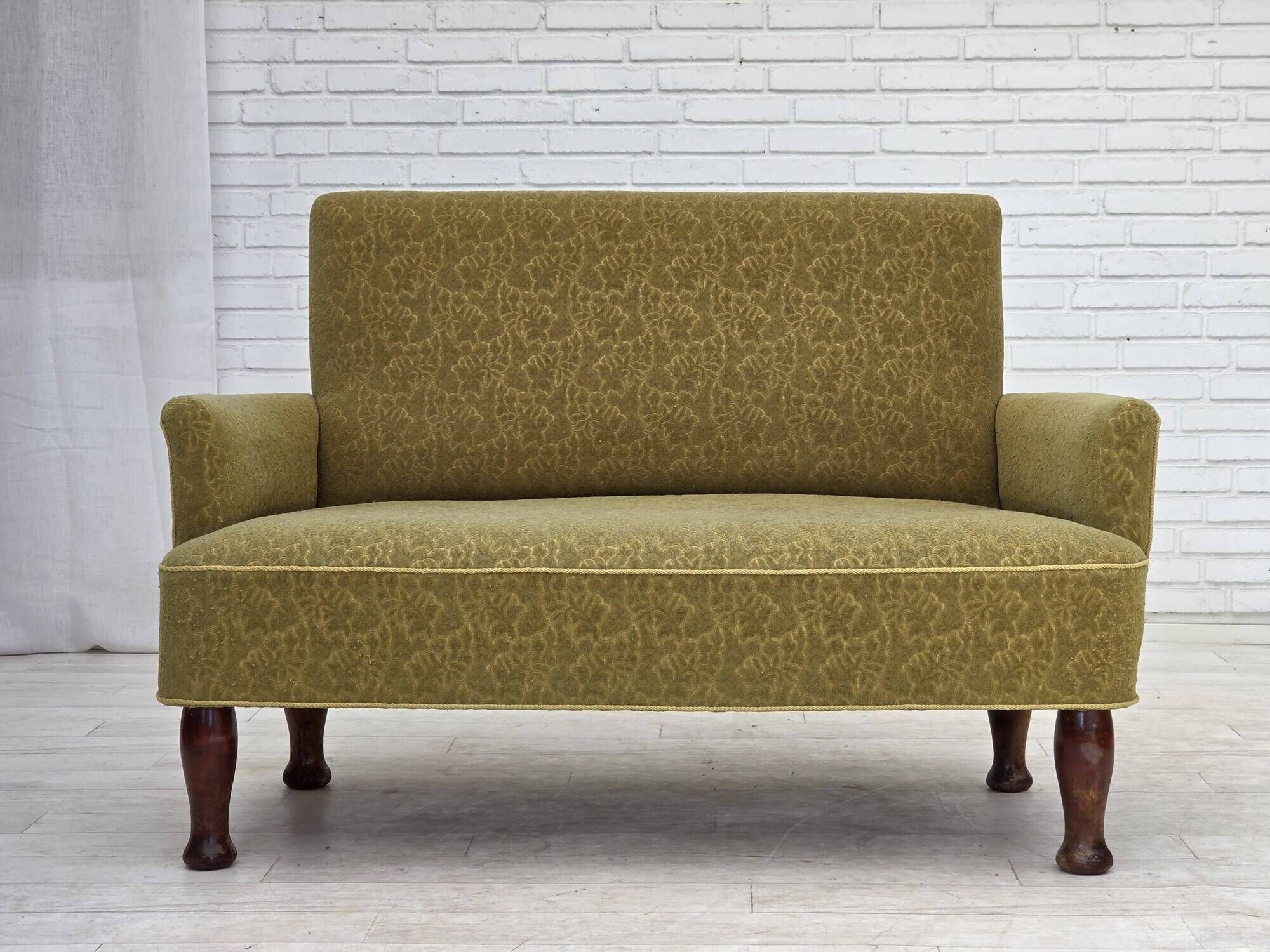 1950s, Danish 2-seater sofa, green furniture wool fabric.