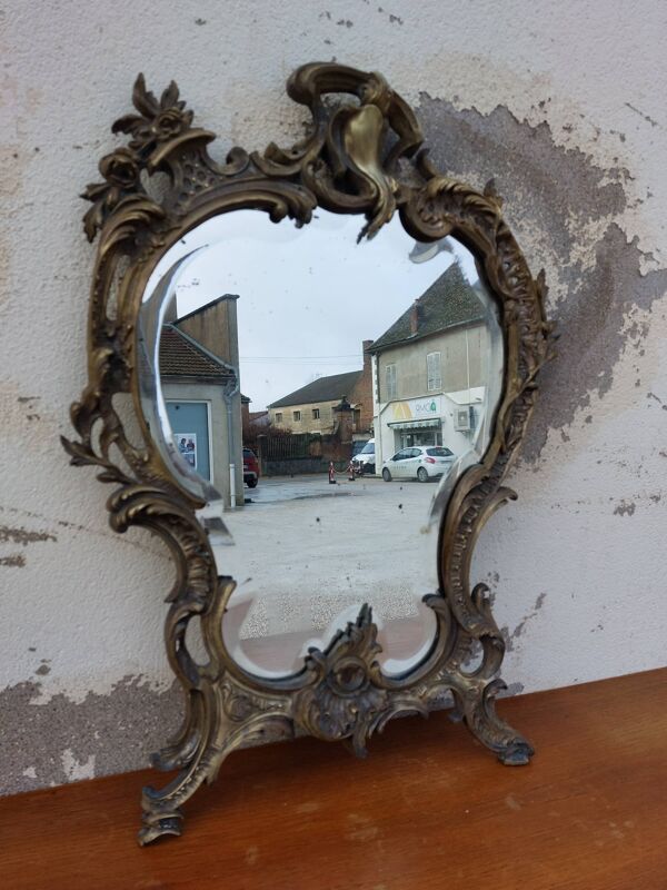 Miroir biseauté en bronze Louis XV 19ème