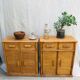 Pair of sideboards in rattan and wicker braided vintage 1970.