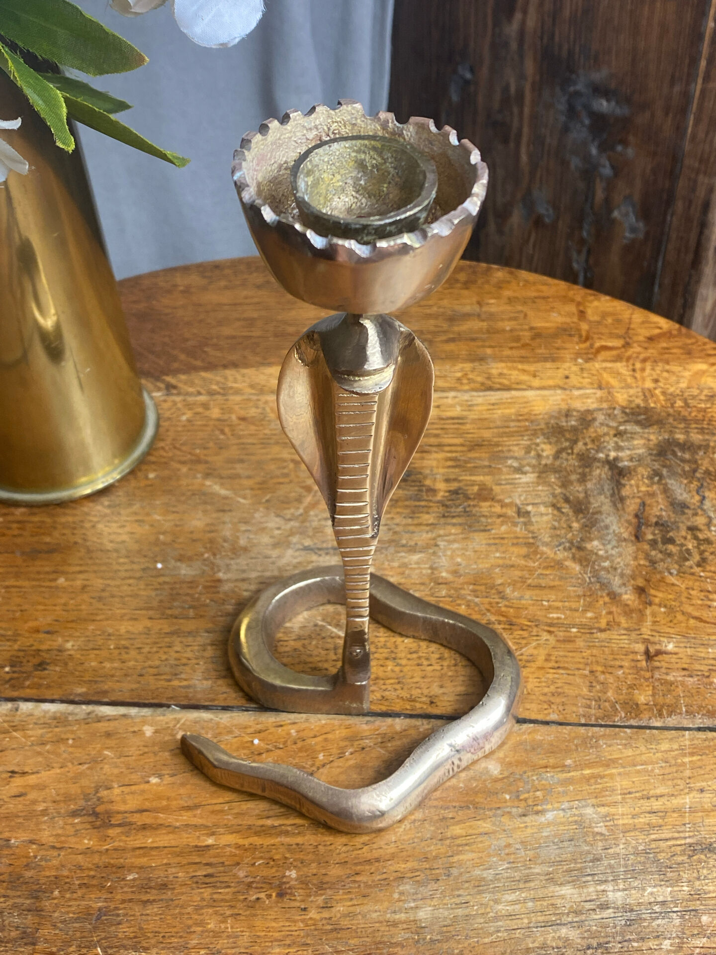 Cobra candlestick in brass