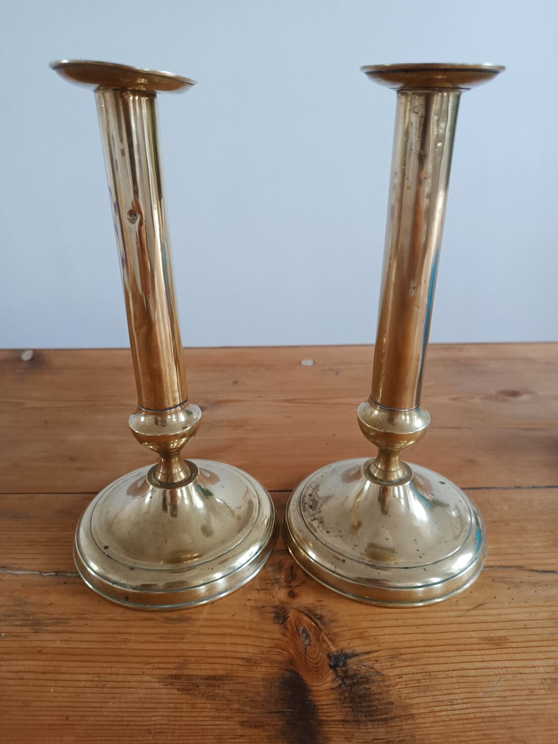 Pair of gilded brass candle holders