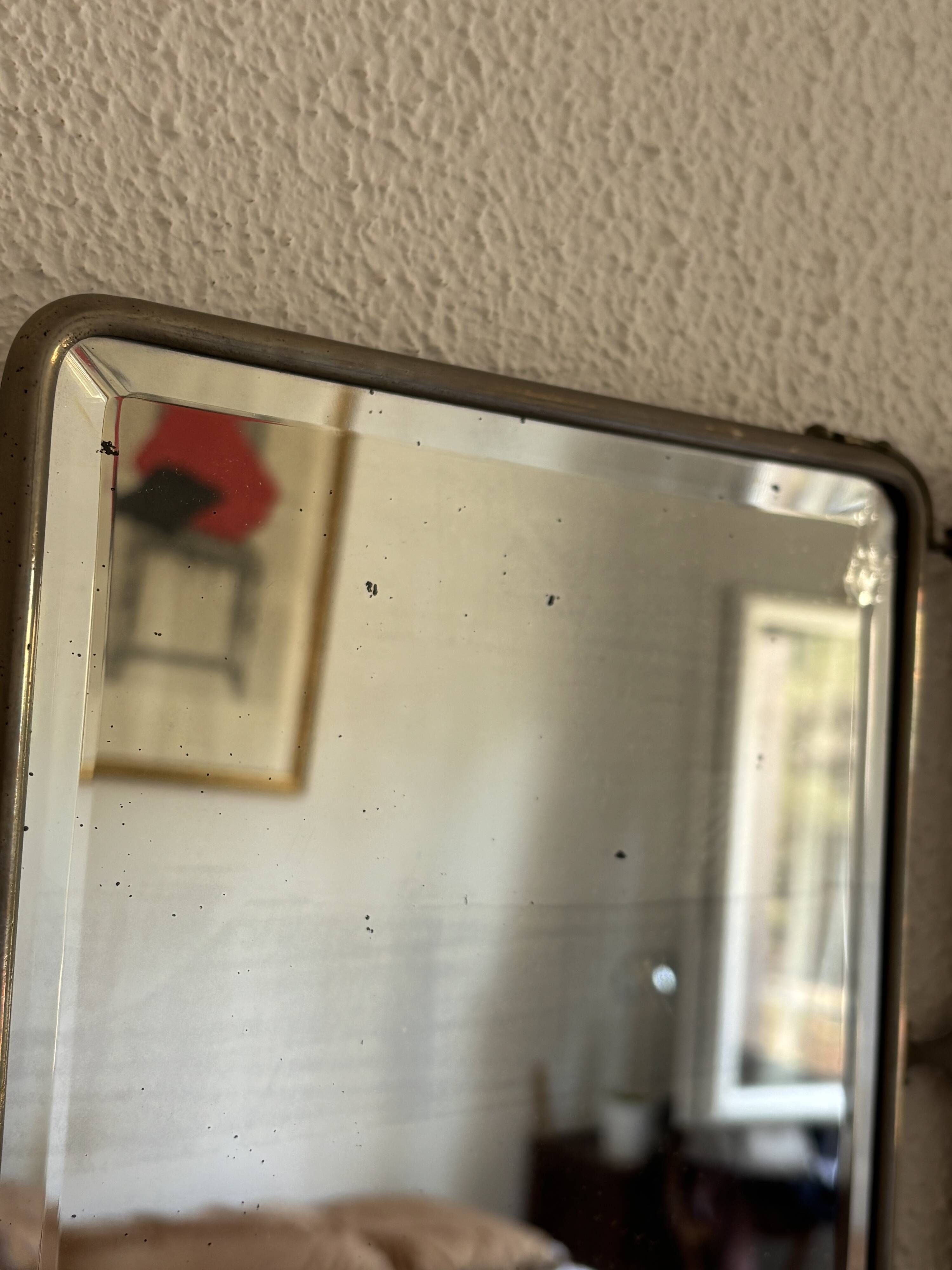 Vintage 1930s triptych barber mirror crocodile crystal - 30x69 cm
