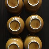 Set of 6 bowls and 6 matching plates in vintage brown