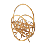 Magazine rack in rattan and bamboo 1960 vintage