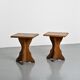 Pair of solid pine side tables, French Alps, circa 1970.