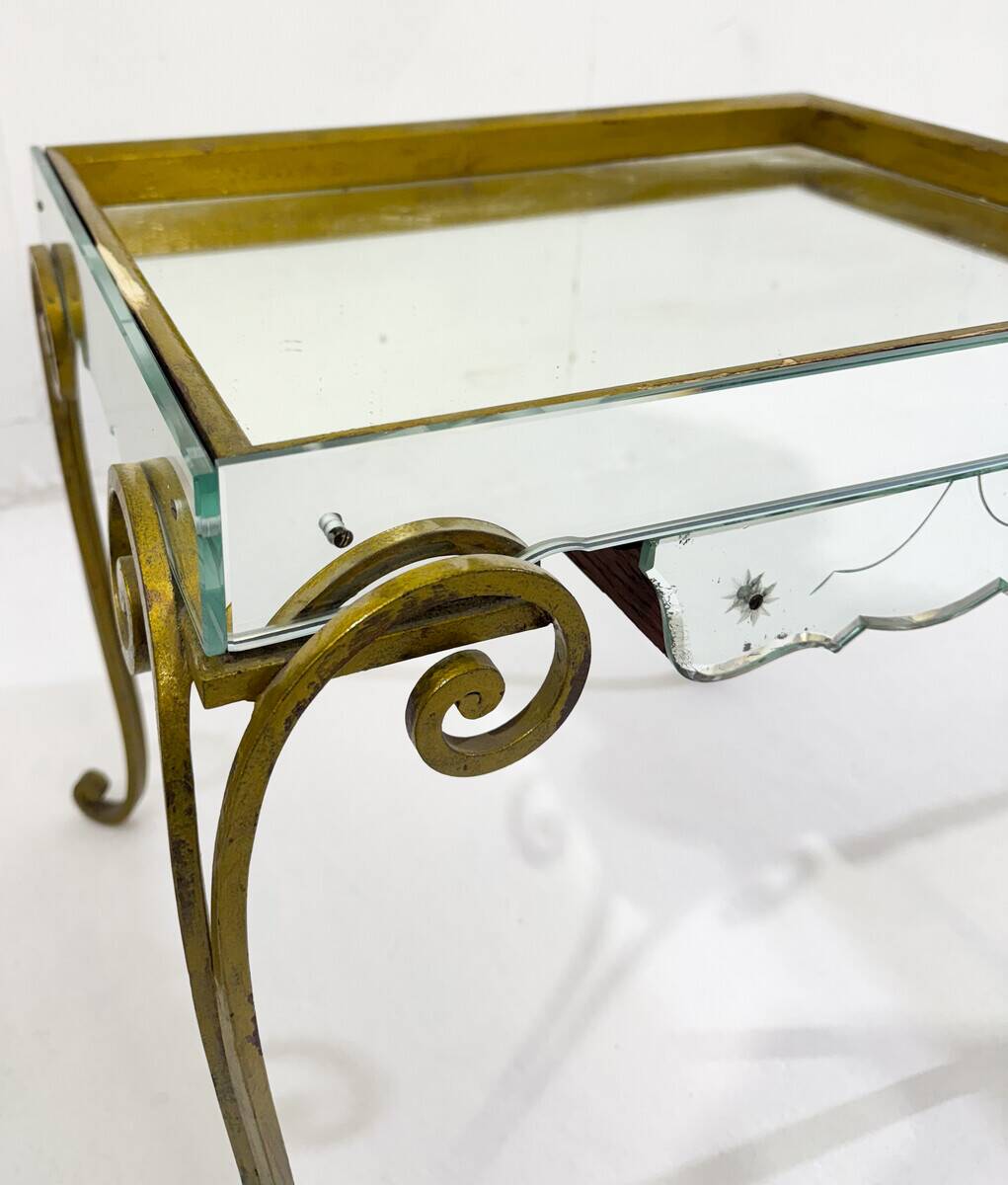 Pair of side tables, glass and brass, 1940s