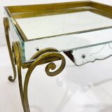Pair of side tables, glass and brass, 1940s