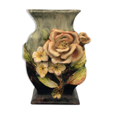 Vase décor floral barbotine