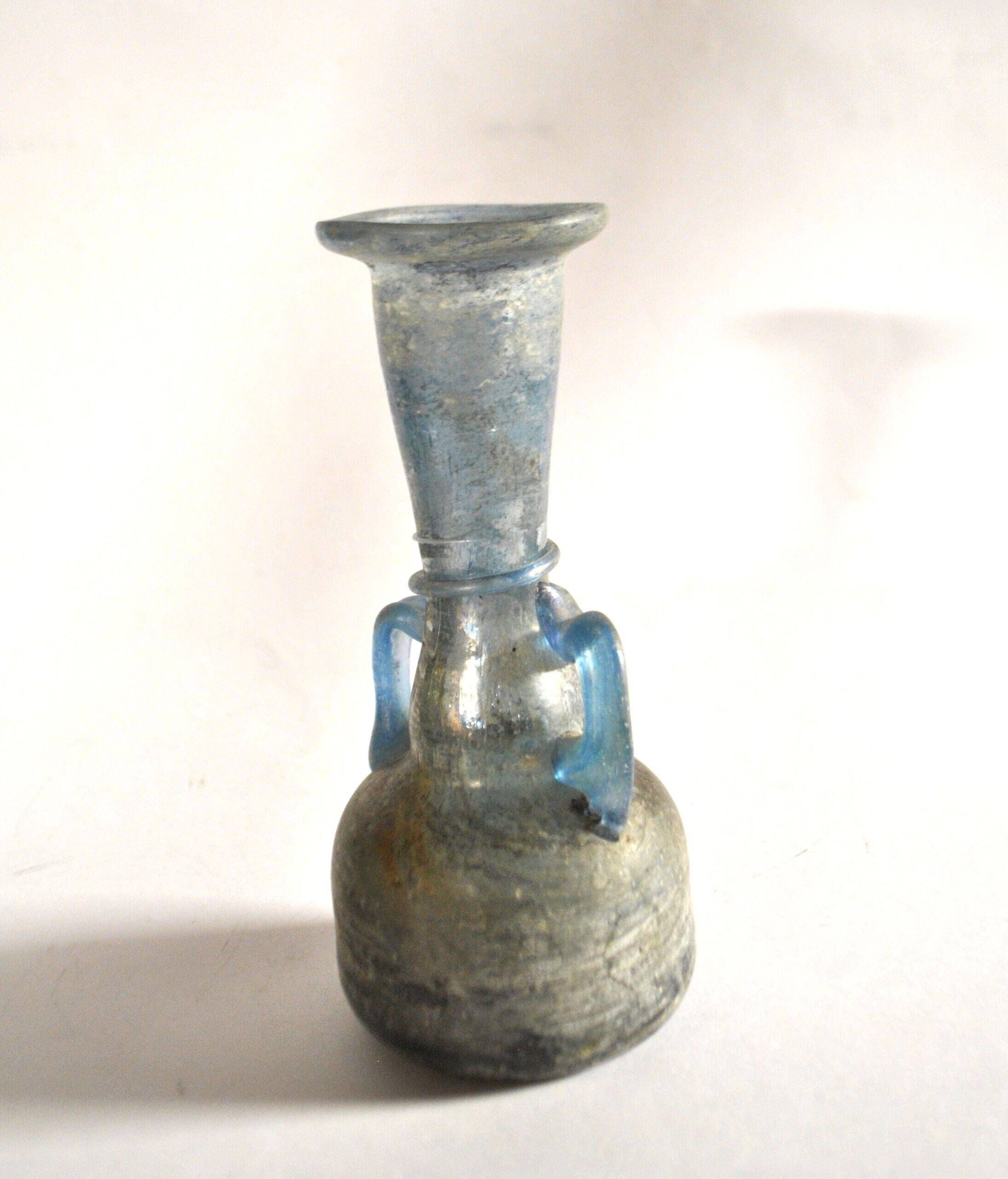 Ancient Murano vase amphora in iridescent blue blown glass – Italy