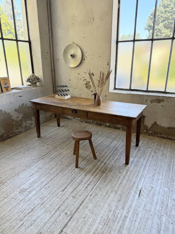 Table de ferme pin et chêne + noyer 1950