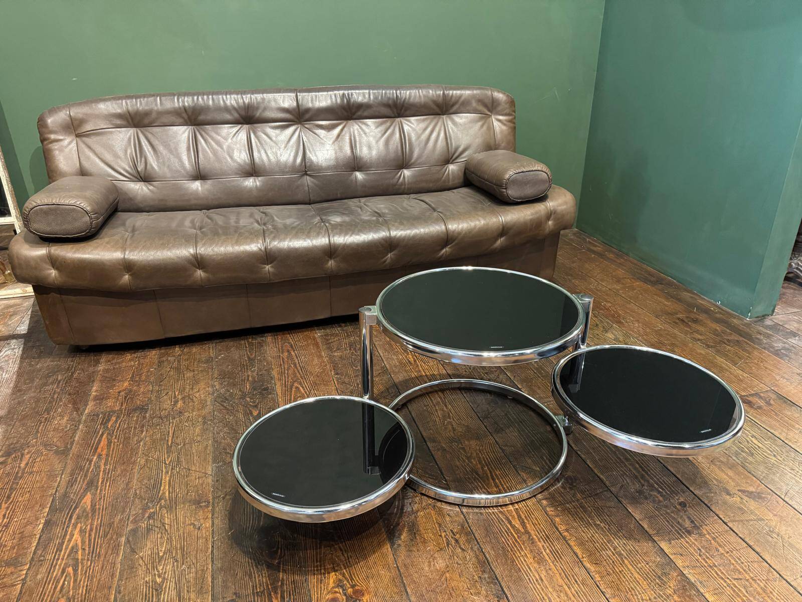 Vintage smoked glass and chrome side table