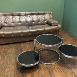 Vintage smoked glass and chrome side table