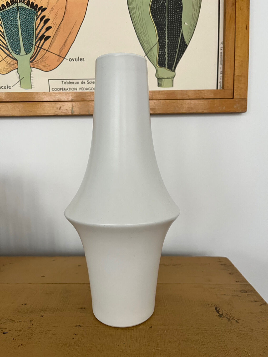 Contemporary white glazed ceramic vase, 32cm high