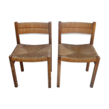 Pair of chairs wood and straw