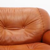 Sapporo cognac leather armchairs by Girgi 1970s