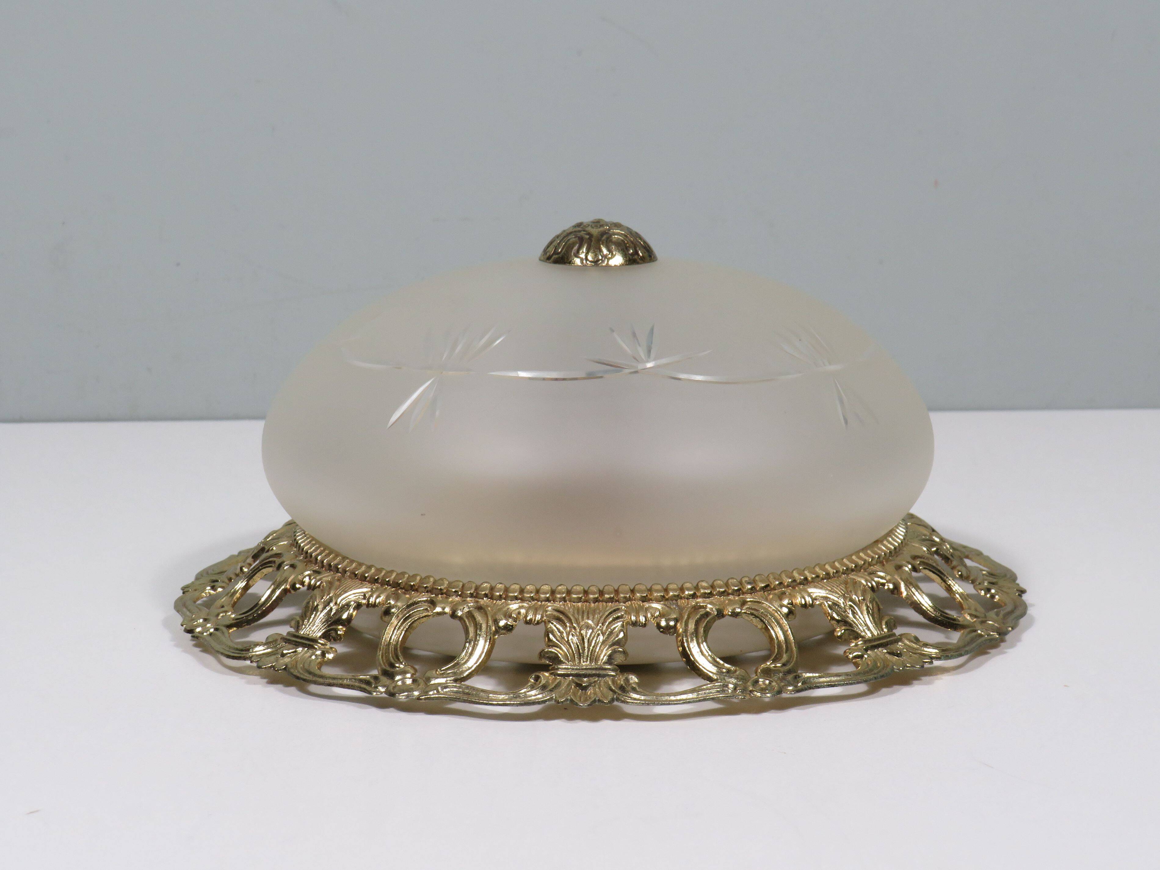 Vintage Ceiling Light | Matte White Glass with Cut-Out Pattern, 1960-1970 Belgium